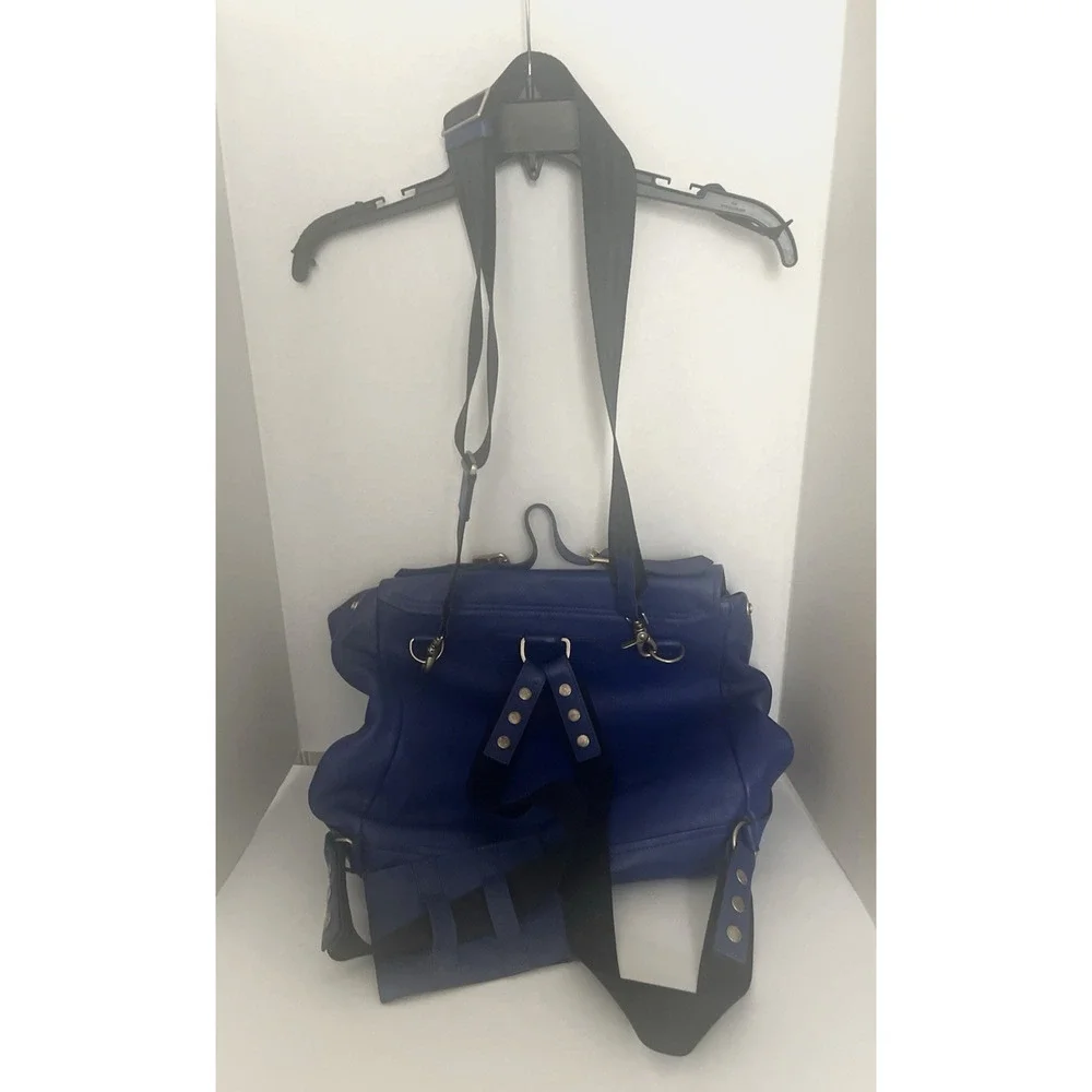 TIMBUK2 X PHOEBE DAHL JET SET CONVERTIBLE COBALT BLUE LEATHER BACKPACK